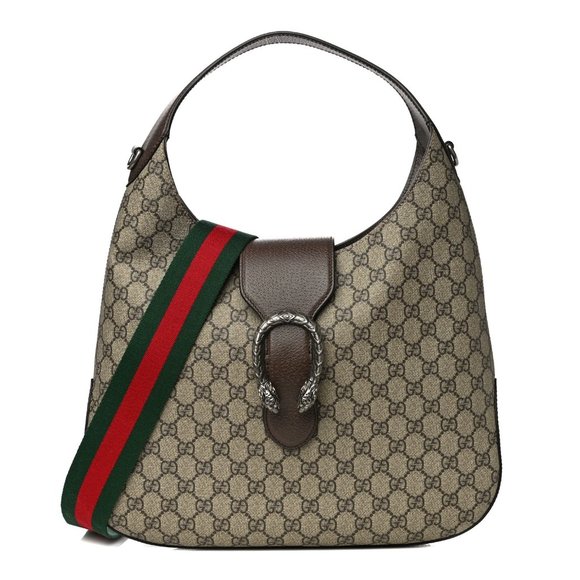 GUCCI GG Supreme Monogram Web Medium Dionysus Hobo Brown